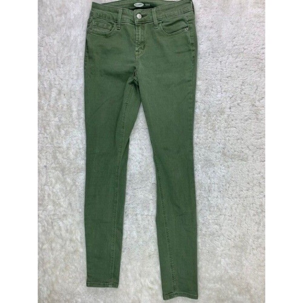 Old Navy Size 0 Womens Jeans Olive Green Super Skinny Mid Rise Stretch